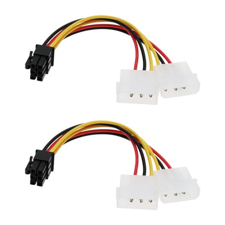 Create idea Lot de 2 câbles d'alimentation PCI-E 6 broches vers double 4 broches Molex adaptateur carte graphique adaptateur d'a