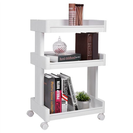 SONGMICS Étagère sur roulettes 3 Niveaux Plastique Polypropylène Gain de Place Cuisine Salle de Bains Rangement des Affaires Bla