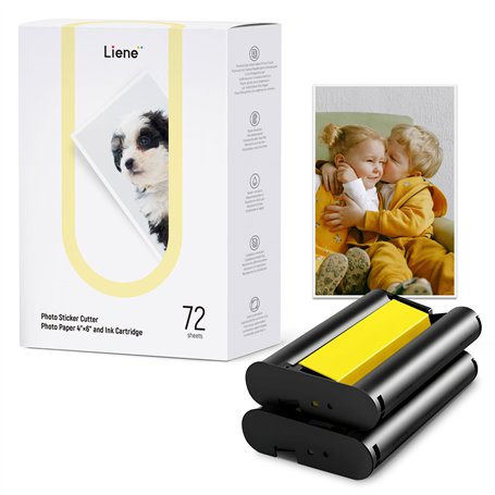 Liene Papier Photo & Cartouches - 2 recharges d'encre & 72 feuilles 10x15 cm