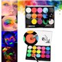 URAQT 2Pcs Peinture Corporelle Lumineux pour Visage Corps,15 Couleurs Palette de Maquillage Fluo Fluorescents UV,15 Couleurs Pal