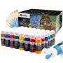 Artecho Ensemble de peinture acrylique 48 couleurs de 59 ml avec 10 pinceaux