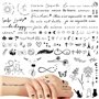 6Feuilles Tatouage Temporaire Français Faux Tatouage Ephémère Etanche Couleur Noire Décoration Fête Cadeau pour Femme Fille