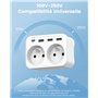 LENCENT Adaptateur Prise Anglaise/UK/Angleterre et Française avec 3 Ports USB et 1 Port USB-C adapté à Irlande, Royaume-Uni, Éco