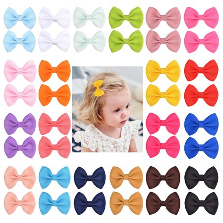 Jollybows Lot de 40 mini barrettes à cheveux en ruban gros-grain de 4