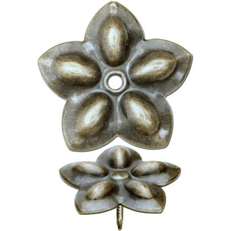 Lot de 50 clous décoratifs Fuxxer - En laiton vieilli - Aspect ancien - Fleurs - Dimensions : 23 x 23 mm
