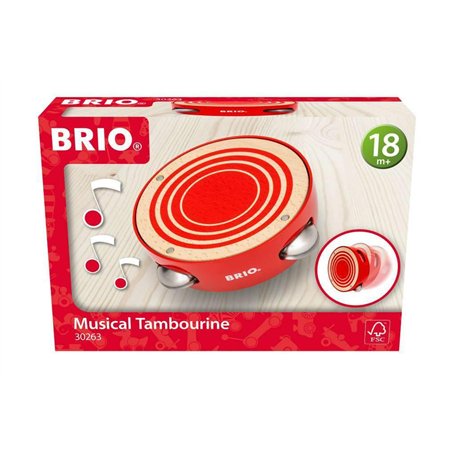 BRIO - 30263 - Tambourin - Jouet Musical en Bois FSC® - Instrument de Musique à Percussion - pour Garcon et Fille à partir de 18