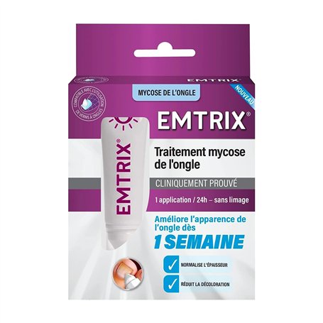 EMTRIX - Traitement Mycose Ongle Pied - Formule Brevetée - Résultat Dès 1 Semaine Cliniquement Prouvé - Réduit La Décoloration