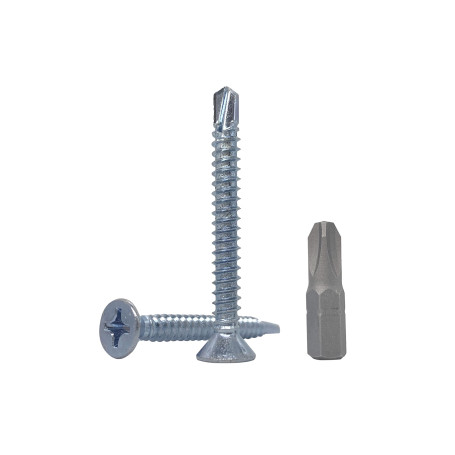 DIN 7504 P - Lot de 40 vis autoperceuses en acier zingué avec tête fraisée - pour tôles (5