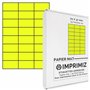 600 étiquettes autocollantes Jaune fluo de 70 X 37 mm - 24 étiquettes/feuille - 25 planches papier A4 adhésif couleur - pour imp