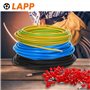 Kit de câblage Lapp H07V-K 10 mm² I 3 x 5 mètres de fils simples (noir, bleu, vert-jaune) + 100 embouts de câble rouge I Kit de 