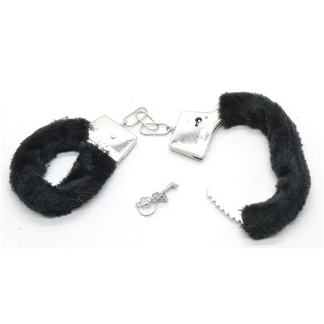 Z1 Menottes en métal avec peluche noire