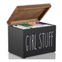 Jomeis Girl Stuff Boîte de rangement | Organiseur de salle de bain pour produits d'hygiène féminine | En bois avec couvercle à c