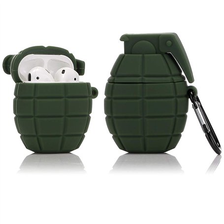 LEWOTE en Silicone Airpods Couverture Mignonne Drôle Compatible pour Apple Airpods 1 et 2 [Série Cool Play] (Grenade Verte de l'