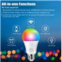 Ampoule LED Intelligente WiFi E27 7W à intensité variable et multicolore, RGB 2700K-6500K, Télécommande, Compatible Avec Alexa E