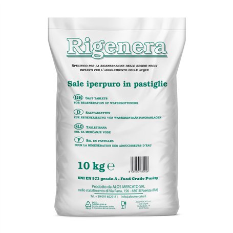 Alos Mercato - Régénère - Pastilles de Sel pour Adoucisseurs - Sac de 10 KG