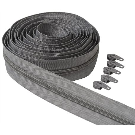 IPEA Fermeture éclair de la marque continue de 5 mètres + 15 curseurs en métal – Chaîne mesure #5 – Made in Italy – Charnières e