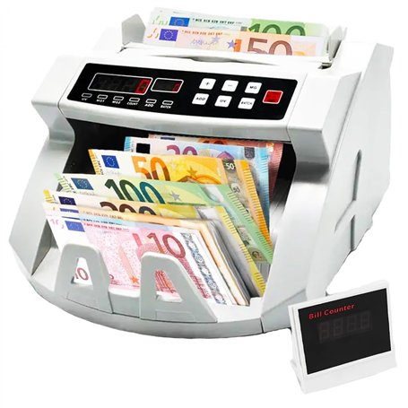 Compte de billets professionnels avec détecteur de billets faux et double écran LED