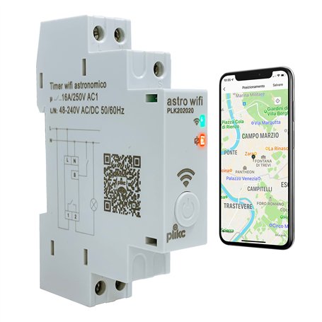 Interrupteur horaire astronomique - Quotidien/hebdomadaire - Multifonction WiFi 48-230Vac - plikc Astro WiFi Gris