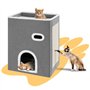 BAKAJI Niche à Chat Verticale avec entrée, abris Gris pour Animaux domestiques, griffoir en Polyester Chaud et rembourré, lit av