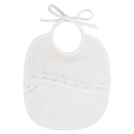 Filet - Bavoir Bébé à Broder | Pour Bébé de 0 à 6 mois | Fabriqué en Italie (Blanc)