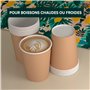 200 verres à café à emporter en papier Havane 200 ml avec couvercle en papier boissons chaudes et froides, thé infusés d'eau éco