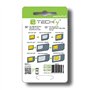 Techly Adaptateur pour Carte SIM (4 en 1) Nano-SIM, Micro-SIM et SIM (I-SIM-3) Noir