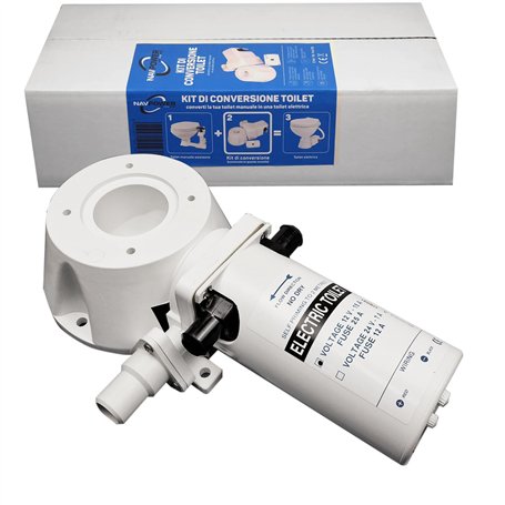 Navpower Kit de conversion pour WC universel 12 V – Kit de conversion WC manuel à électrique horrizontale – bateau caravane – Co