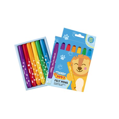 Jovi MY FIRST 1206 Lot de 6 feutres super lavables pour enfants à pointe arrondie Felt Pen Couleurs assorties