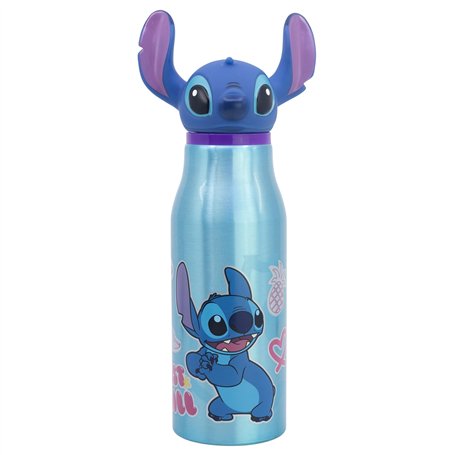 BOUTEILLE RÉUTILISABLE EN ALUMINIUM AVEC FIGURINE 3D 690 ML | STITCH DRAWING