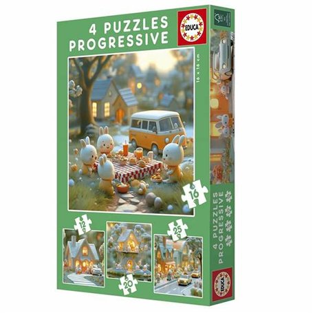 Puzzle Educa Lapin 12 Pièces 16 Pièces 20 Pièces 25 Pièces (4 Unités)