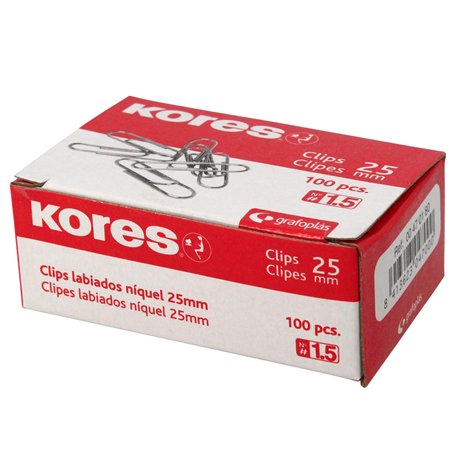 Kores 470180 Boîte de trombones nickelés