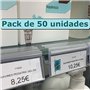 Lot de 50 porte-prix pour étagère en verre. Étiquettes pour prix de 30 x 65 mm. Étiquettes transparentes