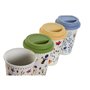 Tasse avec Couvercle DKD Home Decor Multicouleur Fleurs 400 ml (4 Unités)