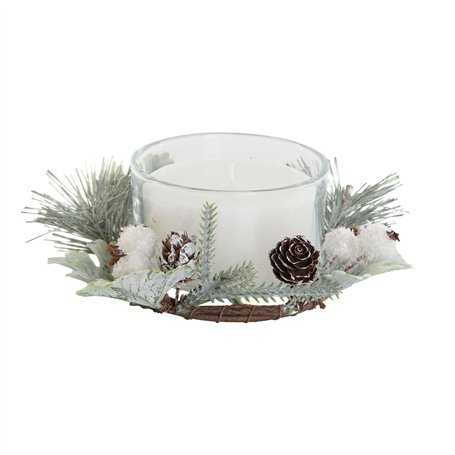 Bougie DKD Home Decor Blanc Noël 15 x 15 x 5.5 cm 13 x 13 x 5