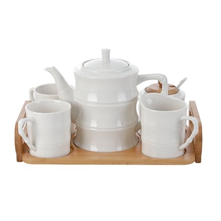 Ensemble de tasses à café Home ESPRIT Blanc Bambou Porcelaine 240 ml