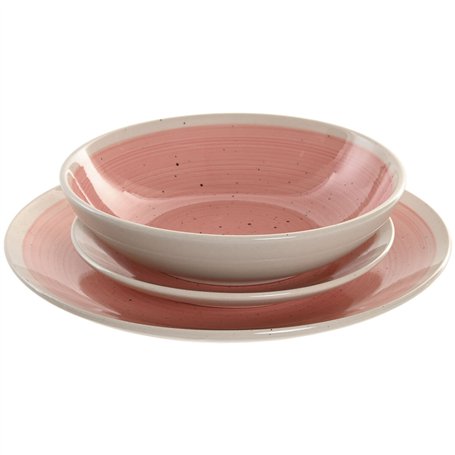 Assiettes Home ESPRIT Blanc Rose Grès 18 Pièces