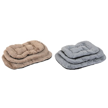 Lit pour animal domestique Home ESPRIT Marron Gris Camel Gris clair Gris foncé 90 X 63 X 10 CM 2 Unités