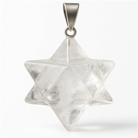 Pendantif de collier Merkaba en quartz blanc
