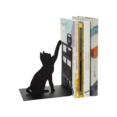 Balvi Serre-Livres Fishing Cat Couleur Noir Serre-Livres décoratif avec Un Chat