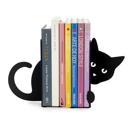 Balvi Serre-Livres Hidden Cat Couleur Noir Support de Livres pour étagère en Forme de Chat 2 unités M