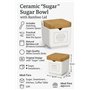 Deco Line Sucrier en céramique, Blanc avec Couvercle en Bois 8 cm