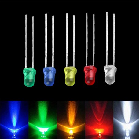 ARCELI 100 PCS Haute Performance Cinq Couleur LED Ampoule Haute Puissance 2Pin Lampes À Diode Émissives Super Bright 3 MM Kit As