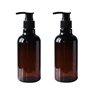 Lot de 2 flacons vides en plastique PET ambré de 250 ml avec pompe à lotion noire rechargeables pour maquillage