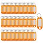 Lot de 100 étiquettes porte-clés en plastique avec anneau fendu Orange