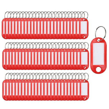 Lot de 100 porte-clés avec anneau fendu Rouge