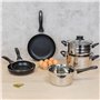 San Ignacio PK669 Batterie de Cuisine Sip 5 Pièces Casserole + Deux Faitouts avec Couvercle de Verre avec Set de 3 Poêles Ø16/20