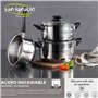 San Ignacio PK669 Batterie de Cuisine Sip 5 Pièces Casserole + Deux Faitouts avec Couvercle de Verre avec Set de 3 Poêles Ø16/20