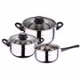 San Ignacio PK669 Batterie de Cuisine Sip 5 Pièces Casserole + Deux Faitouts avec Couvercle de Verre avec Set de 3 Poêles Ø16/20