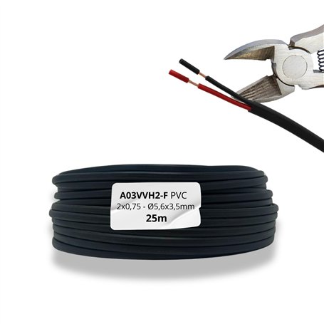 HALOTEC 25 mètres Câble plat PVC 2 x 0