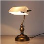 B·LED BARCELONA LED BarcelonaLED Vintage Notaire Style Banquier Lampe de Table Rétro Laiton Cuivre avec Abat-Jour en Verre Blanc